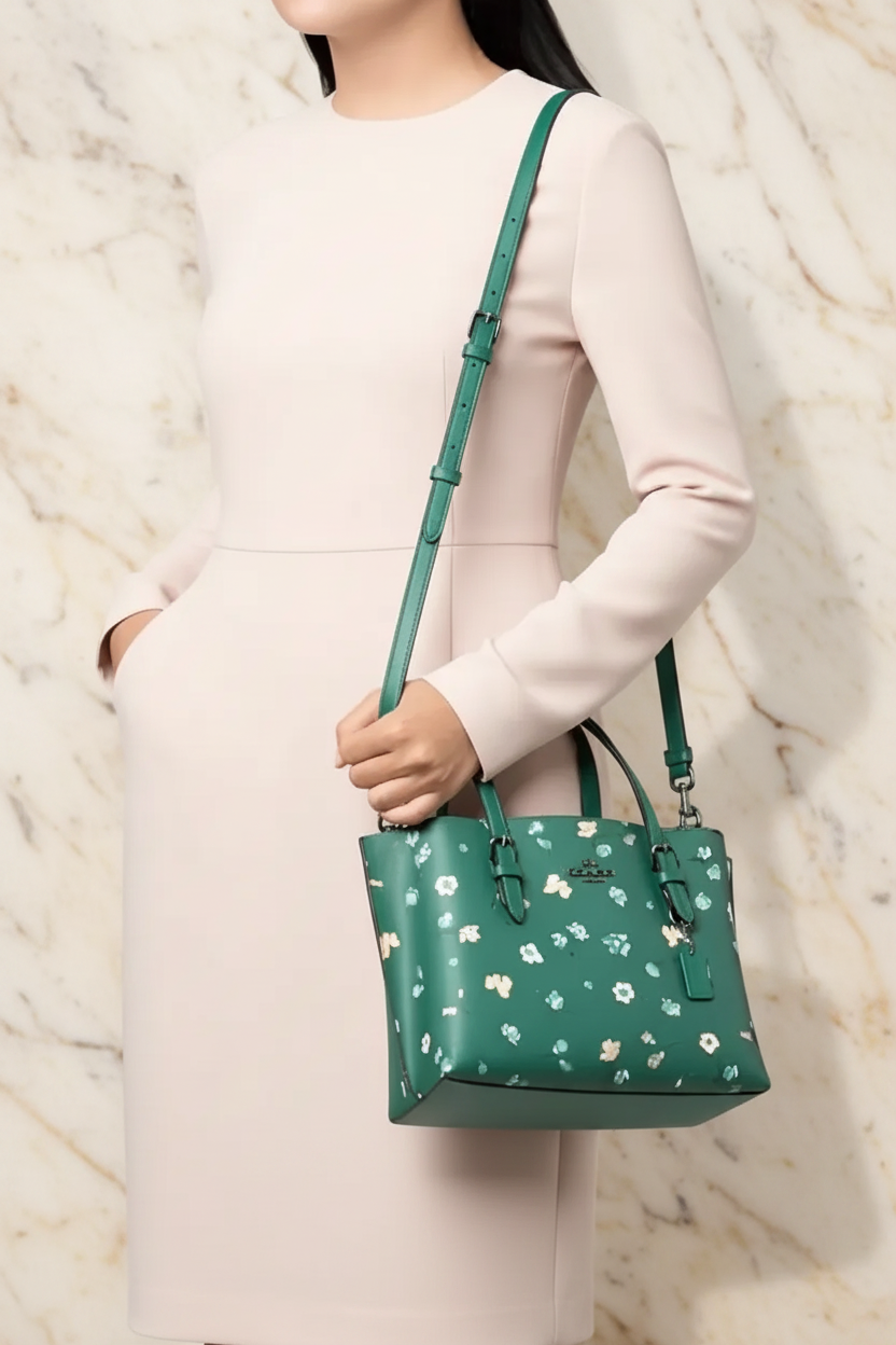 ‼️ SALE ‼️ COACH MOLLIE TOTE 25 WITH MYSTICAL FLORAL PRINT IN GREEN MULTI