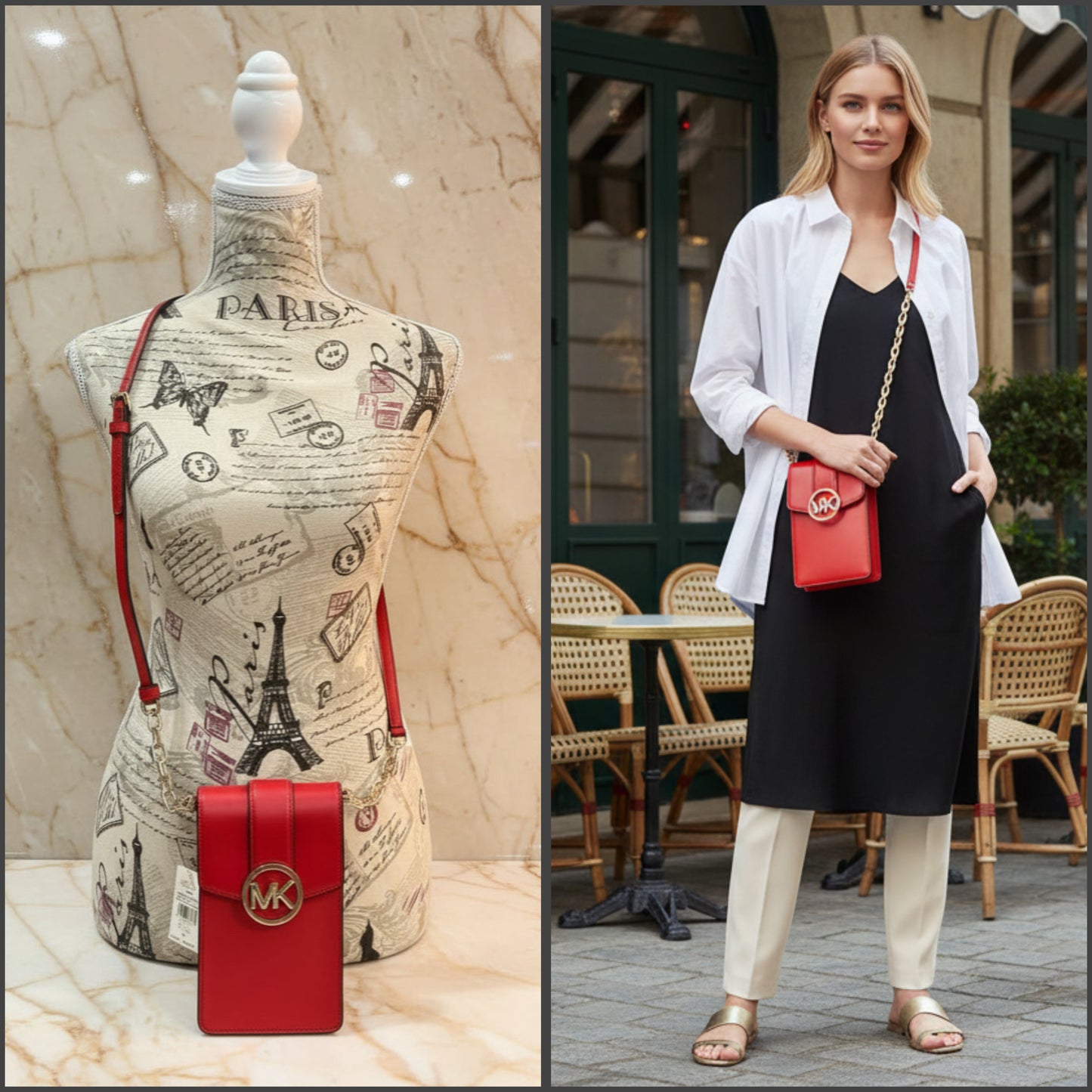 MICHAEL KORS CARMEN SMARTPHONE CROSSBODY - RED