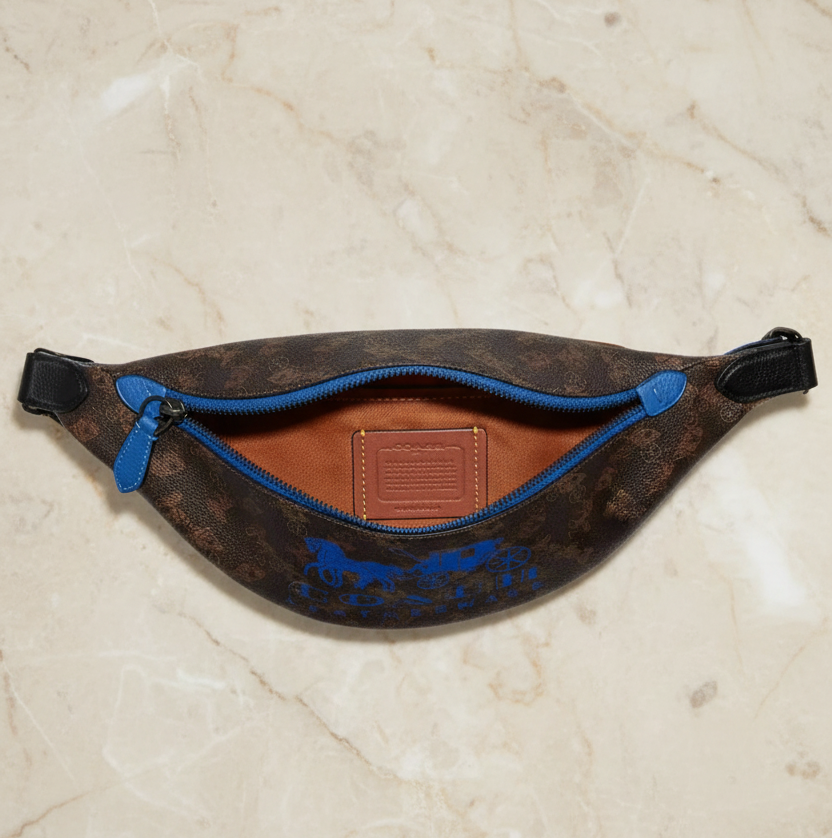 COACH CHARTER HORSE & CARRIAGE PRINT SIGNATURE WAISTPACK/CHEST/BODY BAG