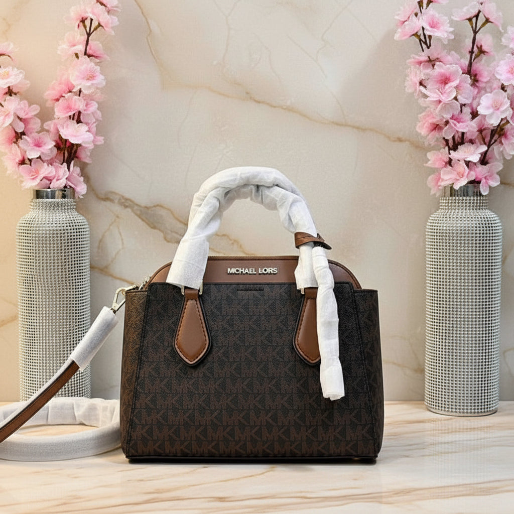 MICHAEL KORS SMALL DARIA 3 in 1 SATCHEL -  BROWN ACORN