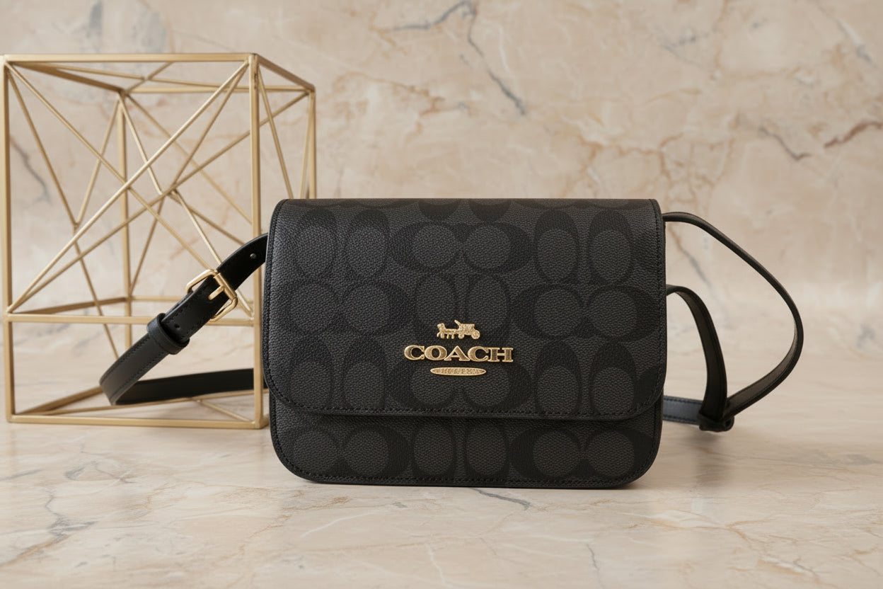 COACH BRYNN FLAP IN SIGNATURE CANVAS BROWN BLACK