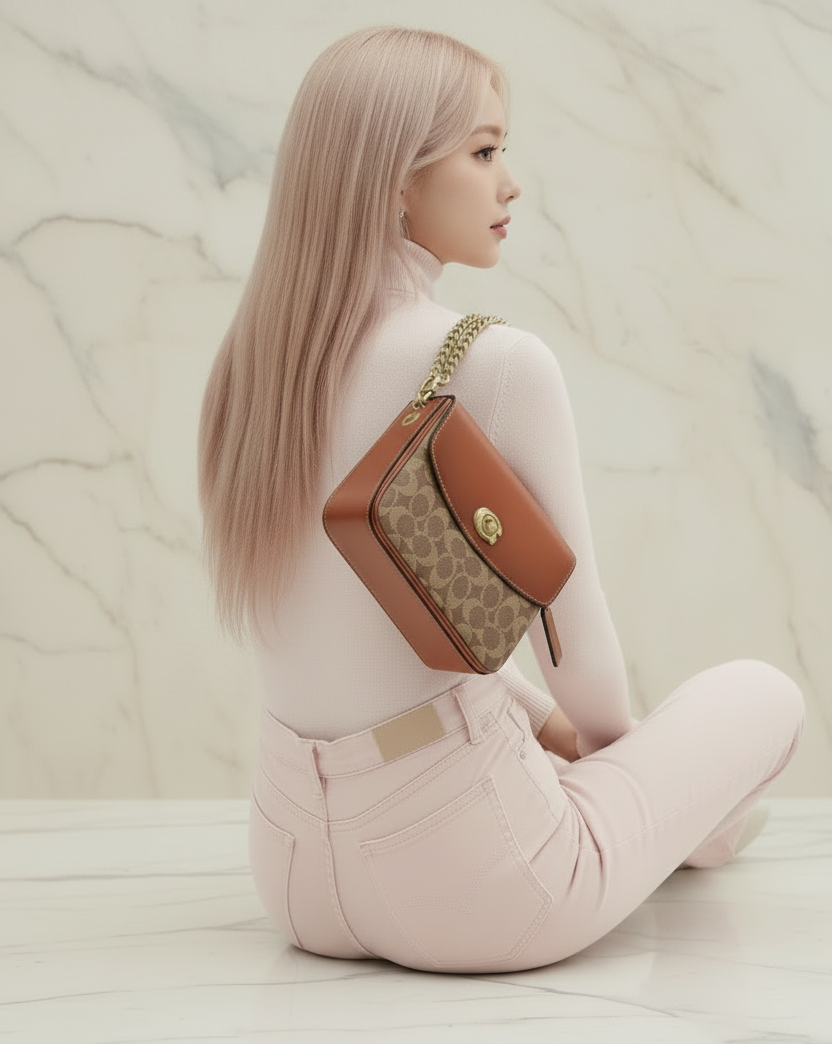 COACH CASSIE 19 3 in 1/ 3 STRAP IN SIGNATURE CANVAS - TAN RUST - MISSING PRICE TAG