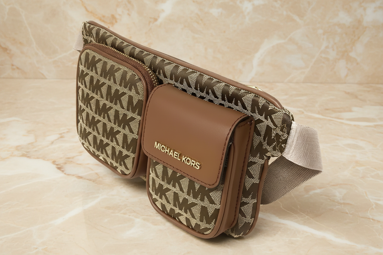 MICHAEL KORS HANOVER MEDIUM JACQUARD BELTBAG/BODY BAG