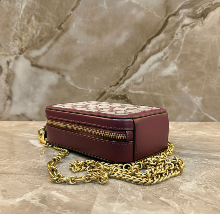 COACH ALIE PHONE CROSSBODY BAG IN SIGNATURE JACQUARD - OAK MAPLE ( FR. BOUTIQUE STORE )
