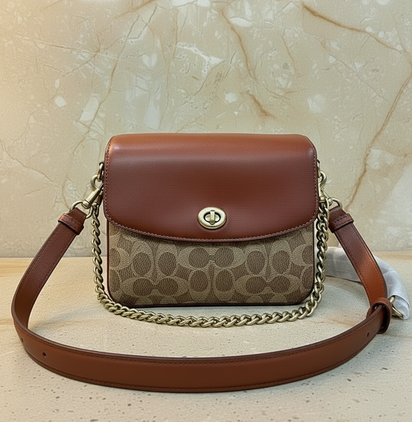 COACH CASSIE 19 3 in 1/ 3 STRAP IN SIGNATURE CANVAS - TAN RUST - MISSING PRICE TAG