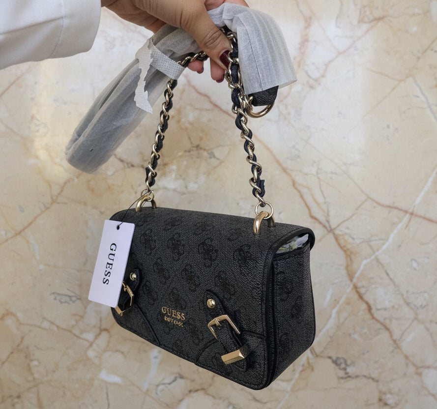 GUESS DIDI MONO CROSSBODY CHAIN - CHARCOAL BLACK