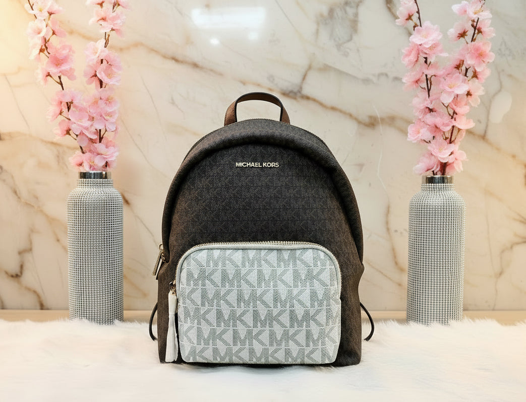 MICHAEL KORS MEDIUM ERIN BACKPACK - SIGNATURE BROWN/WHITE
