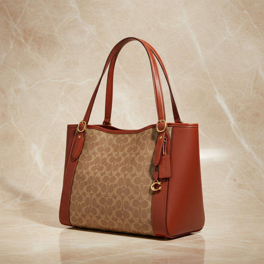 COACH ALANA ZIP TOTE IN SIGNATURE CANVAS - TAN RUST