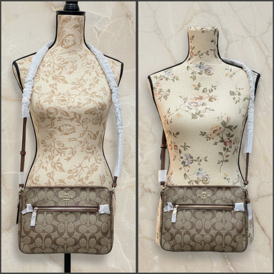 COACH GALLERY FILE CROSSBODY IN SIGNATURE CANVAS - KHAKI BROWN