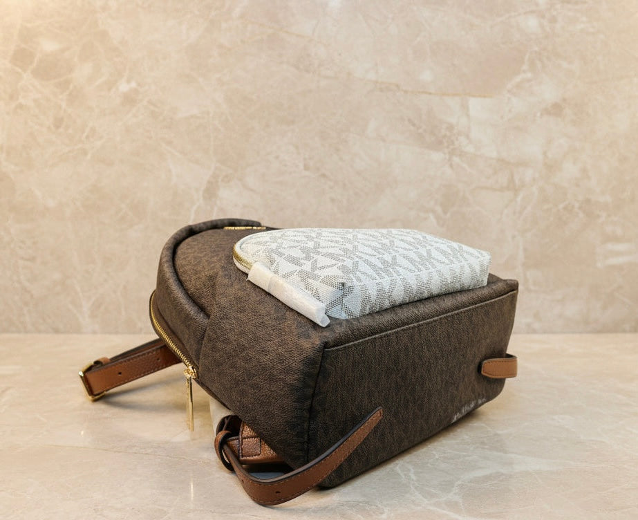 MICHAEL KORS MEDIUM ERIN BACKPACK - SIGNATURE BROWN/WHITE