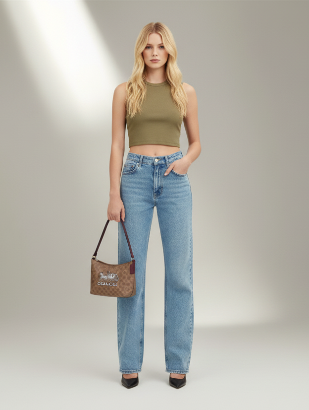 حقيبة كتف/حقيبة كروس بودي من كوتش بايتون بنقشة الحصان والعربة المميزة