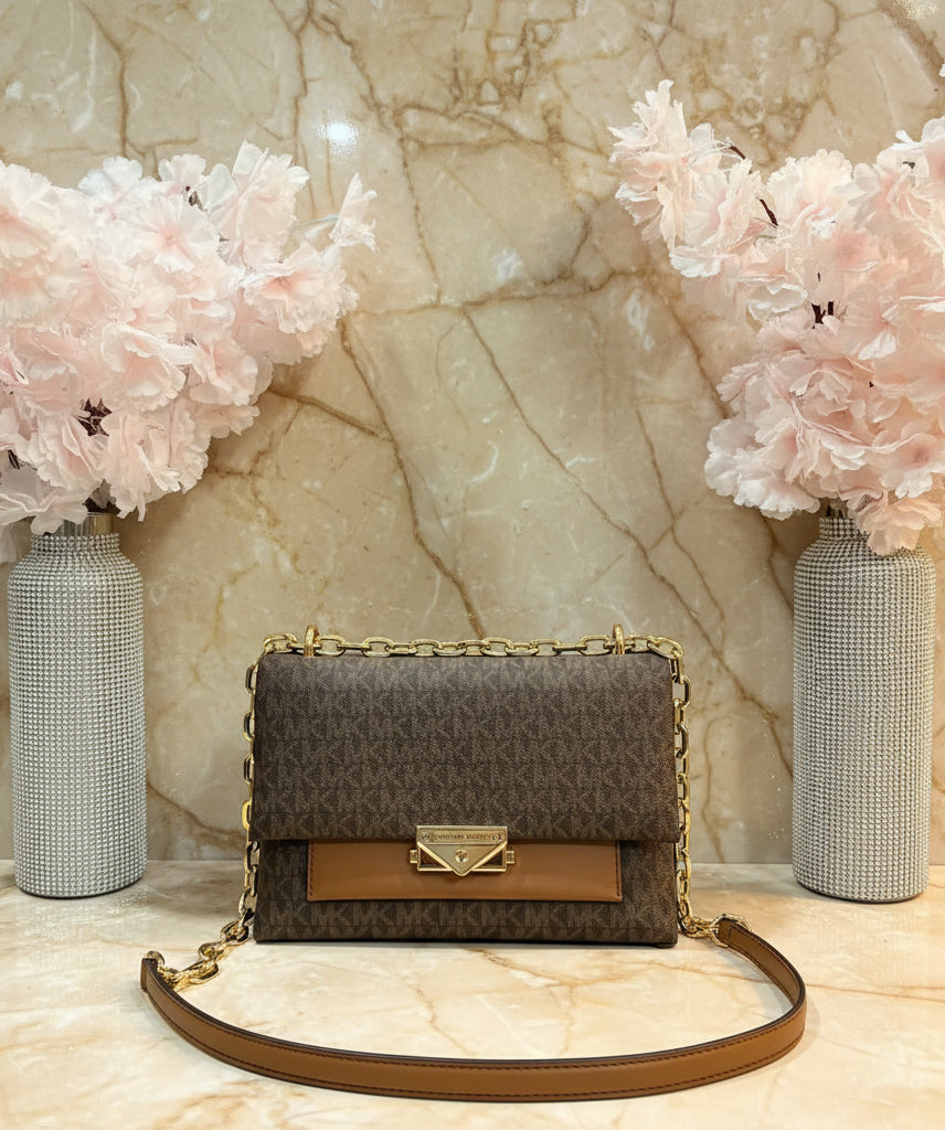 MICHAEL KORS CECE MEDIUM FLAP MONO BROWN