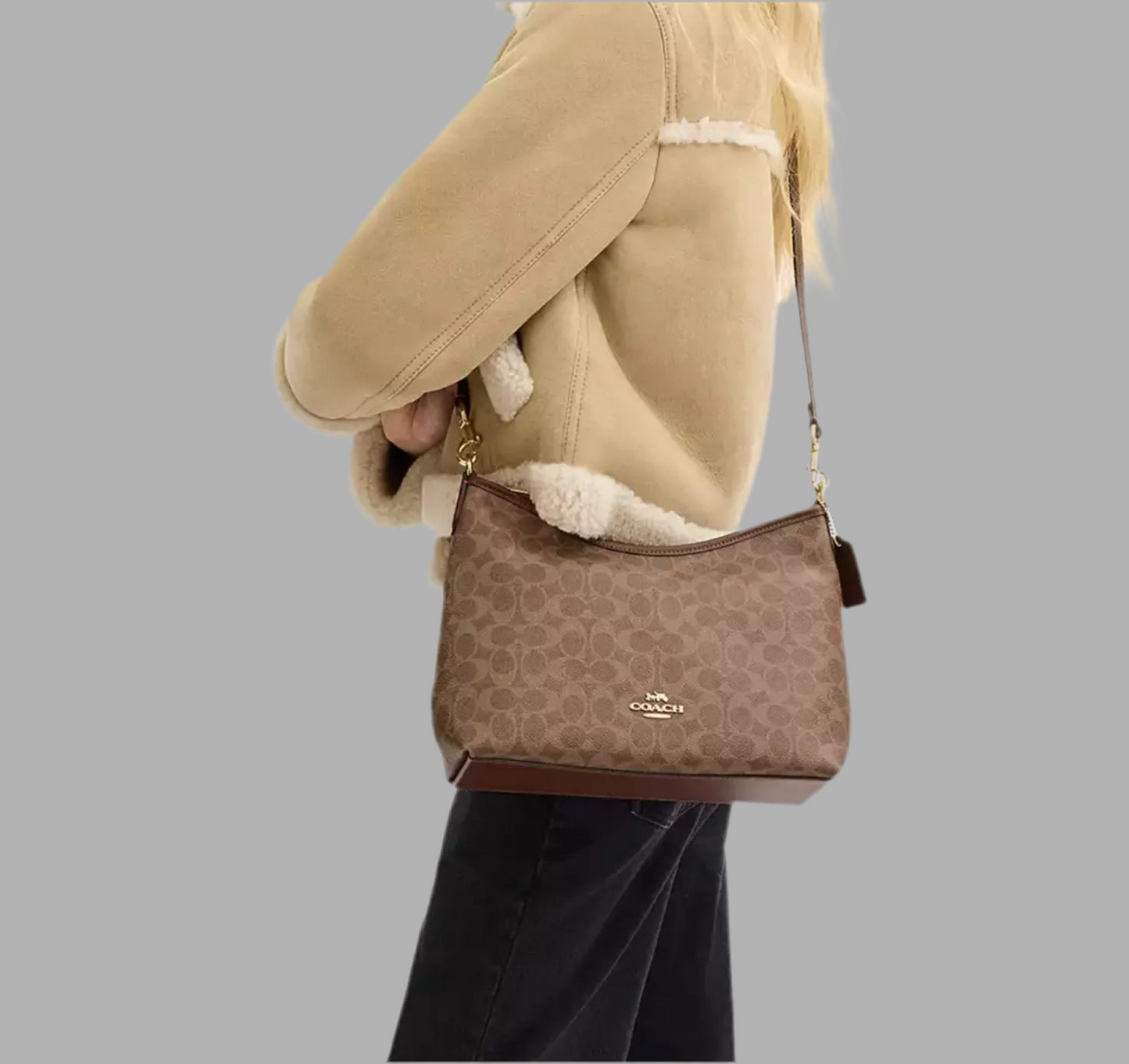COACH MEDIUM LAUREL SIGNATURE COATED CANVAS