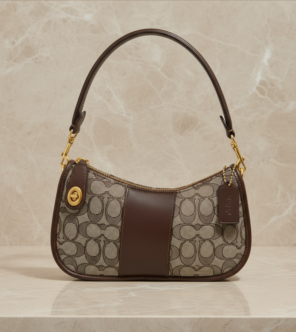 تخفيضات هائلة! ‼️‼️ حقيبة يد من قماش الجاكار من ماركة كوتش - بدون بطاقة السعر