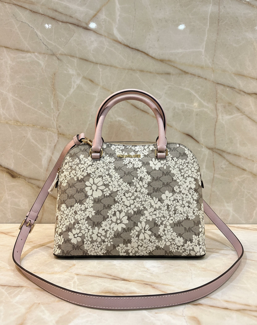 MICHAEL KORS CINDY SATCHEL DOME MEDIUM - SPRING FLORAL PRINT