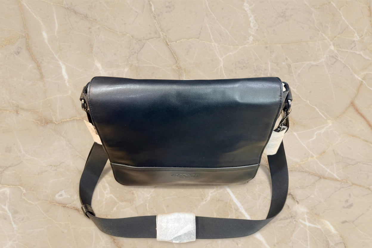 COACH HOUSTON MAP CROSSBODY BAG - SIGNATURE COATED CANVAS & REFINED CALF LEATHER