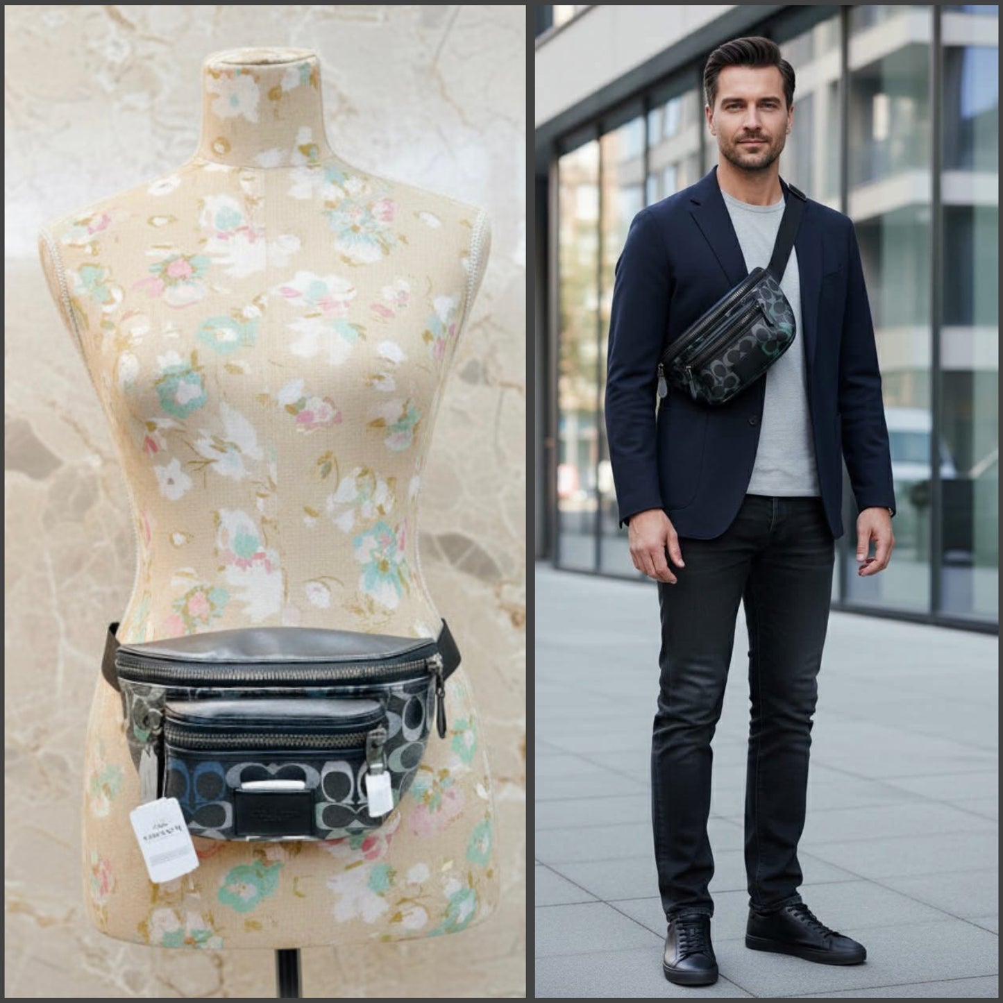 COACH WESTWAY WAISTPACK/CHEST BAG - GRAPHITE GREEN