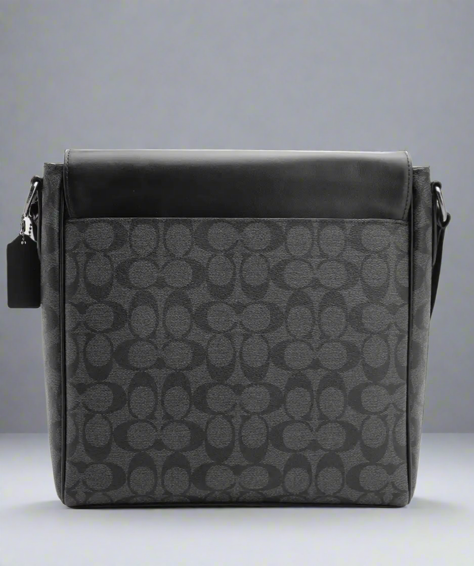 COACH HOUSTON MAP CROSSBODY BAG - SIGNATURE COATED CANVAS & REFINED CALF LEATHER