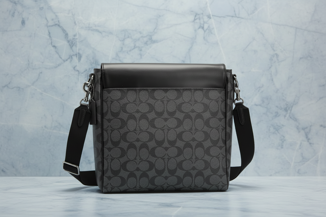 COACH HOUSTON MAP CROSSBODY BAG - SIGNATURE COATED CANVAS & REFINED CALF LEATHER