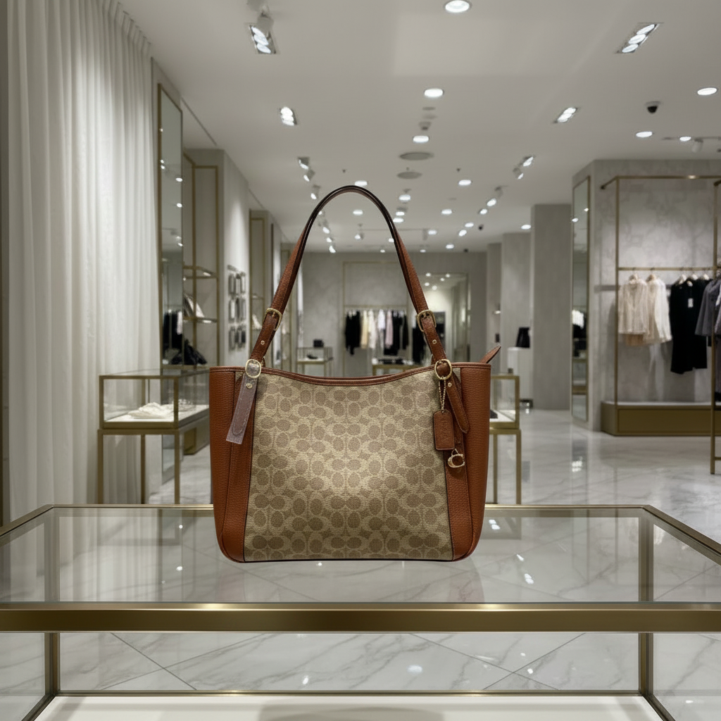 COACH ALANA ZIP TOTE IN SIGNATURE CANVAS - TAN RUST