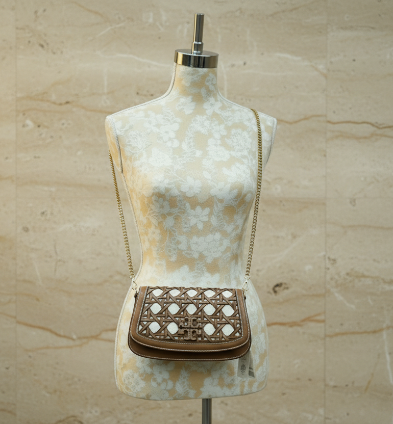 حقيبة كتف/حقيبة يد قابلة للتحويل من قماش بريتن المنسوج من توري بورش - لون موس