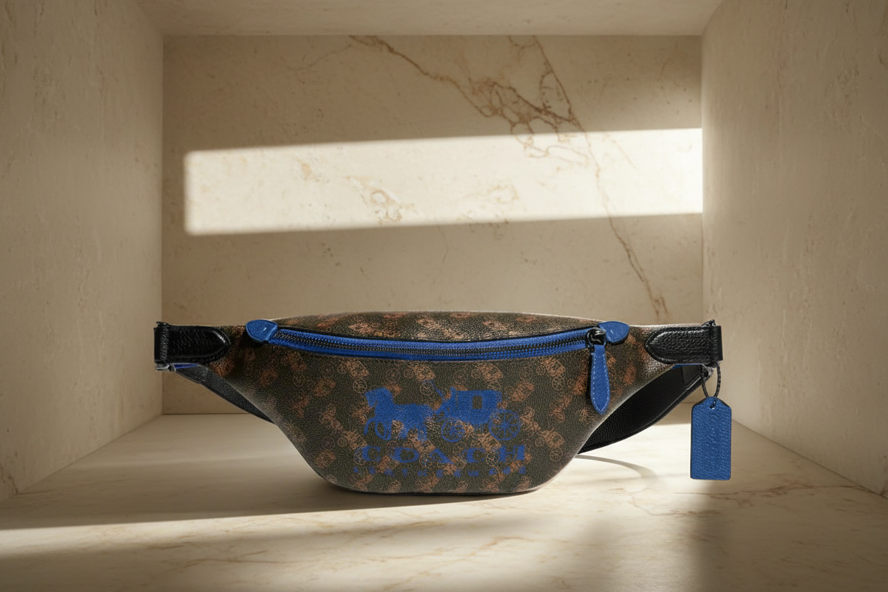 حقيبة خصر/صدر/حقيبة جسم مطبوعة بشعار شركة كوتش تشارتر للخيول والعربات