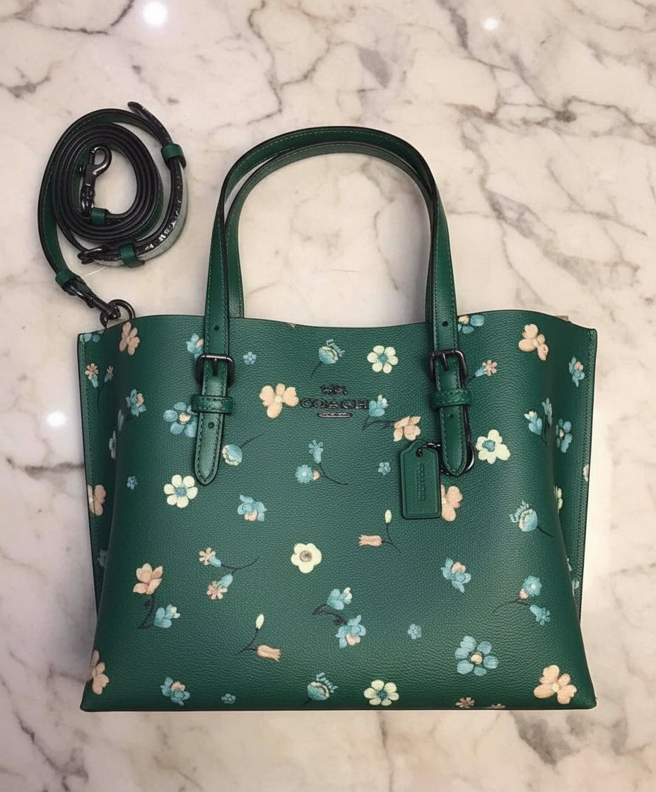 ‼️ SALE ‼️ COACH MOLLIE TOTE 25 WITH MYSTICAL FLORAL PRINT IN GREEN MULTI