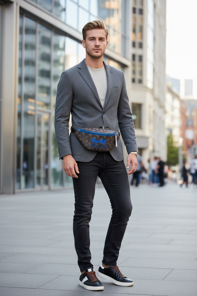 حقيبة خصر/صدر/حقيبة جسم مطبوعة بشعار شركة كوتش تشارتر للخيول والعربات