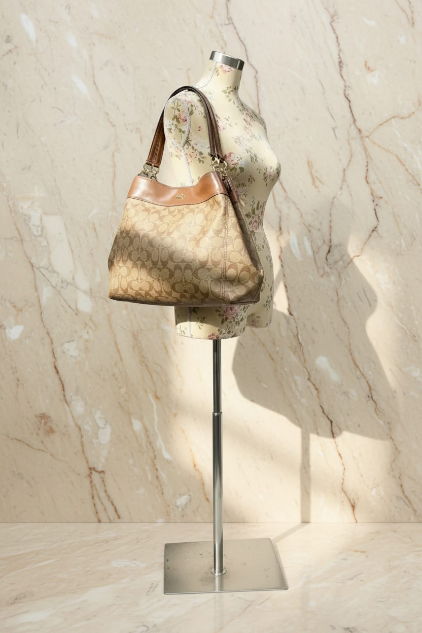 SALE‼️‼️‼️COACH LEXY SHOULDER BAG IN SIGNATURE KHAKI/SADDLE
