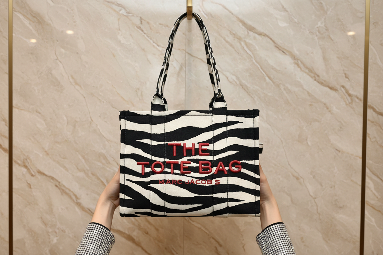 حقيبة سفر كبيرة من قماش مارك جاكوبس بنقشة جلد الحمار الوحشي