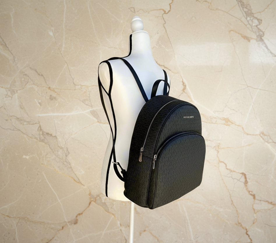 MICHAEL KORS ABBEY BACKPACK LARGE - SIGNATURE BLACK