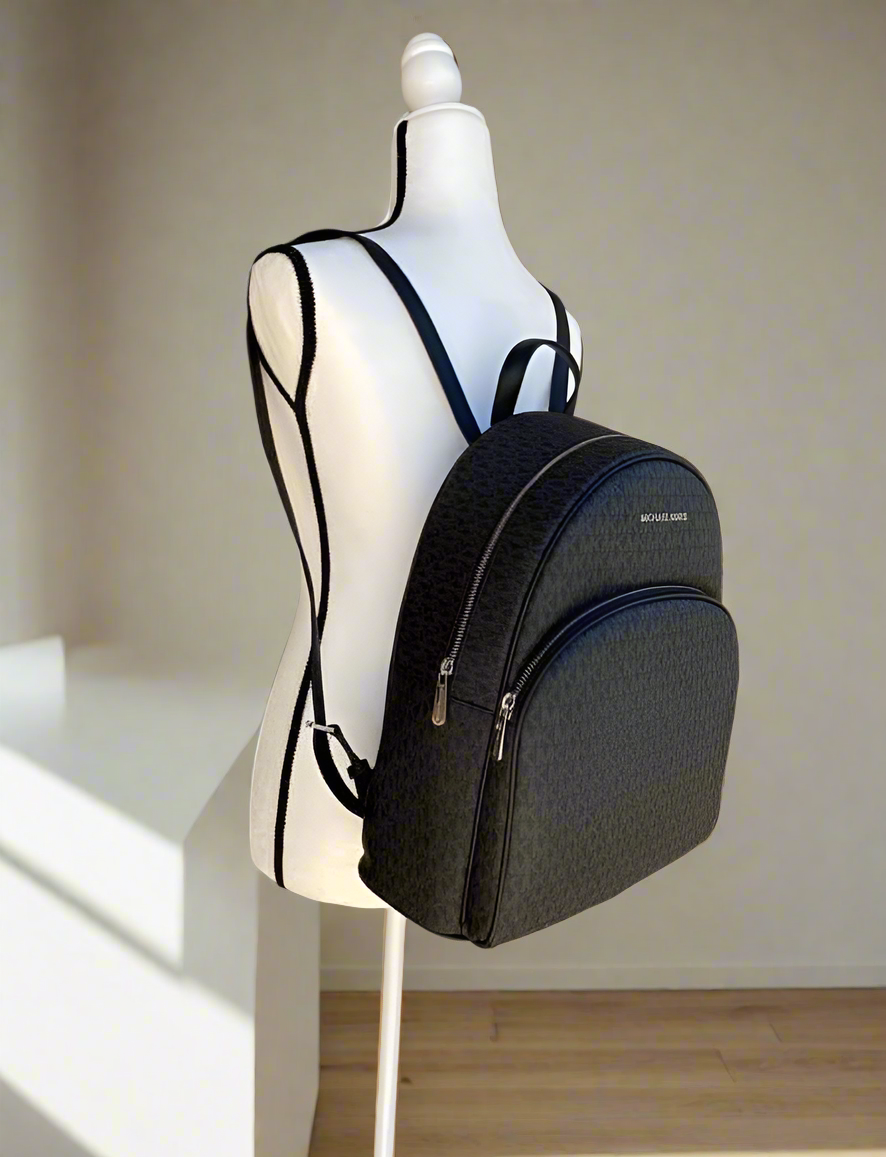 MICHAEL KORS ABBEY BACKPACK LARGE - SIGNATURE BLACK
