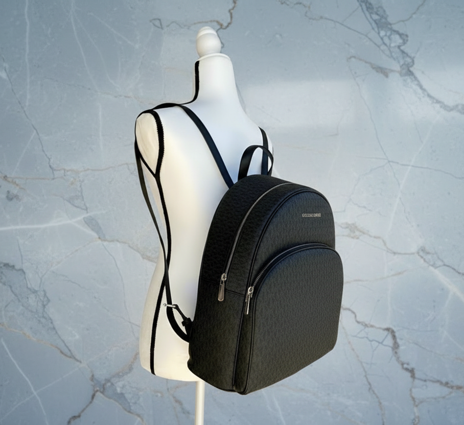 MICHAEL KORS ABBEY BACKPACK LARGE - SIGNATURE BLACK