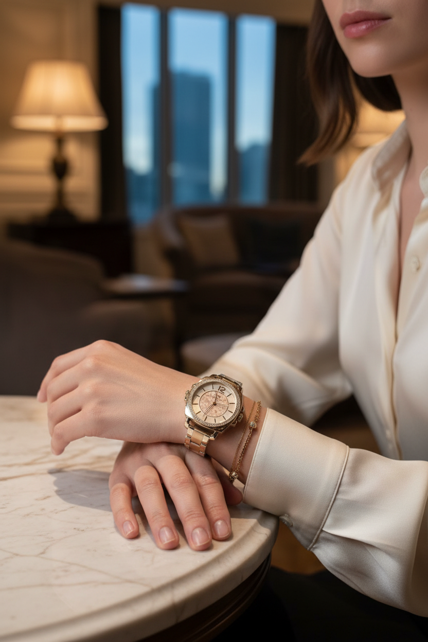 ساعة كوتش بوي فريند من الفولاذ المقاوم للصدأ بلون القرنفل