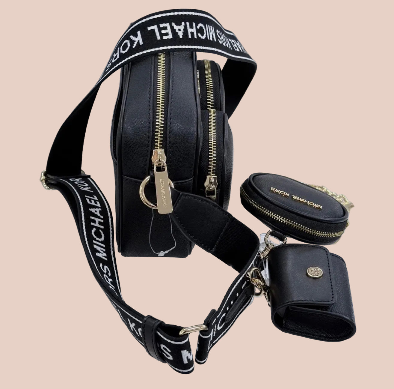 MICHAEL KORS JET SET CROSSBODY WITH ATTACH - BLACK
