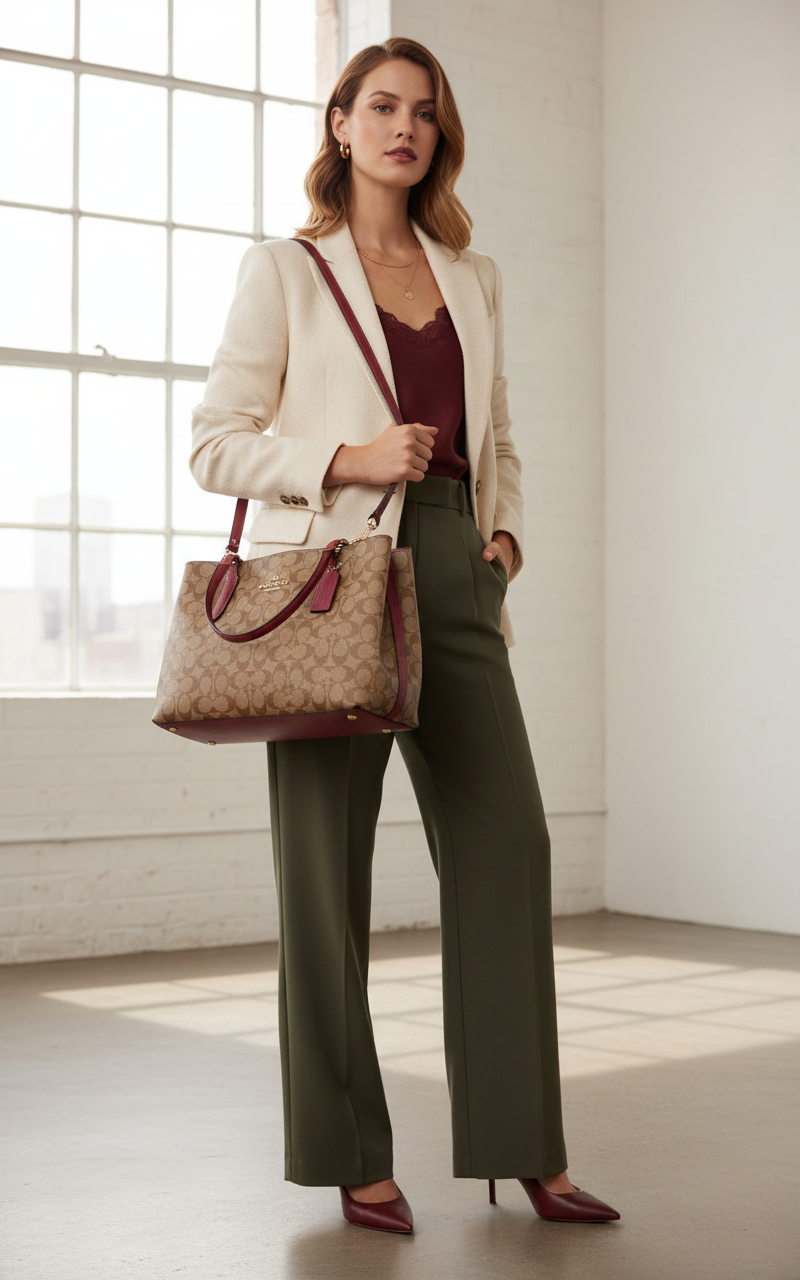 COACH AVENUE CARRYALL IN SIGNATURE BROWN/PINK