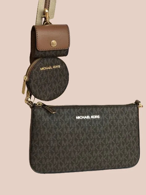 MICHAEL KORS JET SET SIGNATURE LOGO BROWN WITH ATTACH