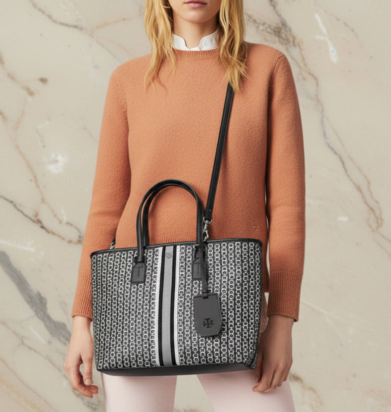 TORY BURCH GEMINI LINK ZIP TOP TOTE SMALL CANVAS