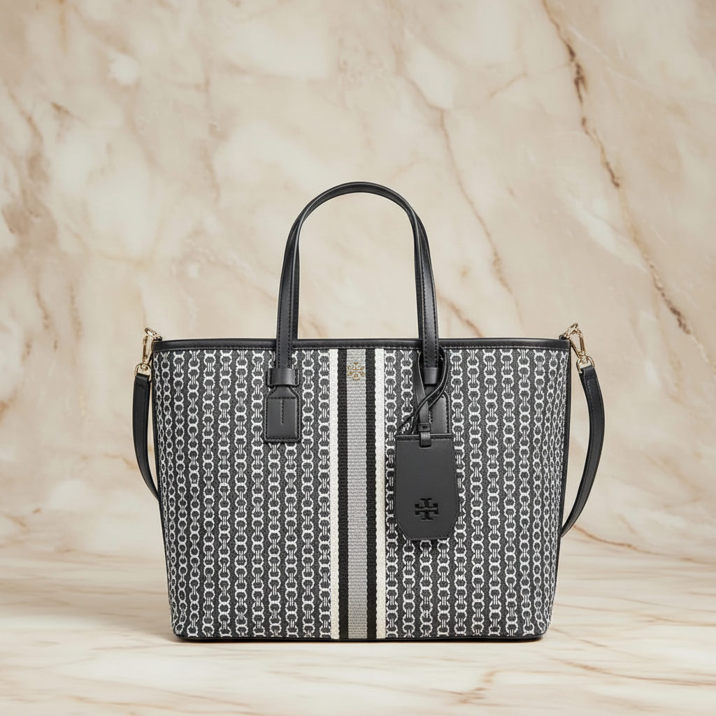 TORY BURCH GEMINI LINK ZIP TOP TOTE SMALL CANVAS