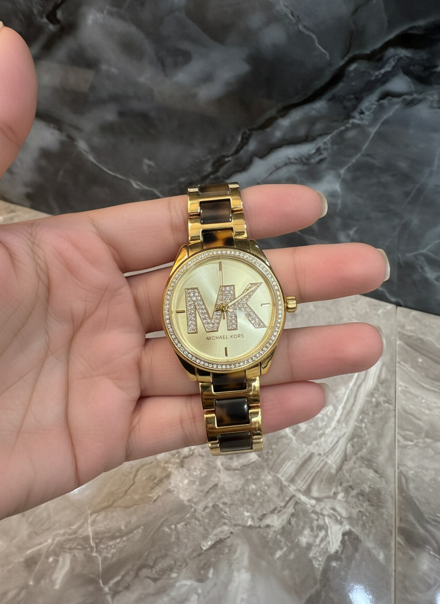 MICHAEL KORS JANELLE WATCH - TRANSLUCENT BROWN - GOLD