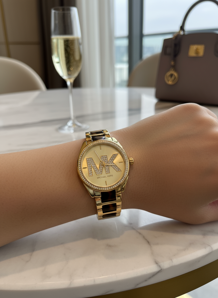 MICHAEL KORS JANELLE WATCH - TRANSLUCENT BROWN - GOLD
