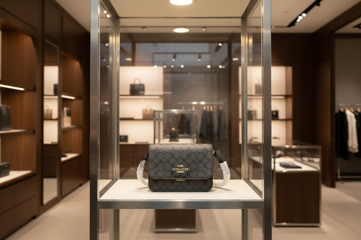 حقيبة كوتش برين فليب من قماش الكانفاس المميز باللونين البني والأسود