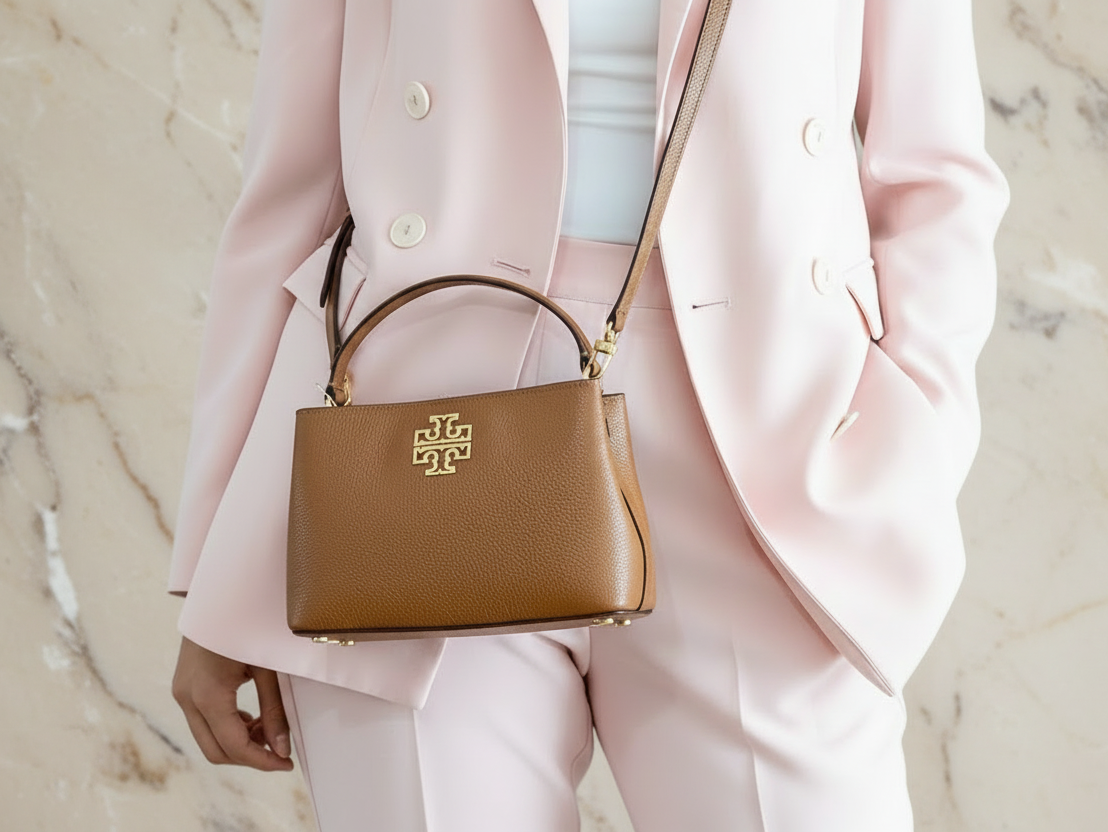 TORY MICRO BRITTEN SATCHEL -  BROWN