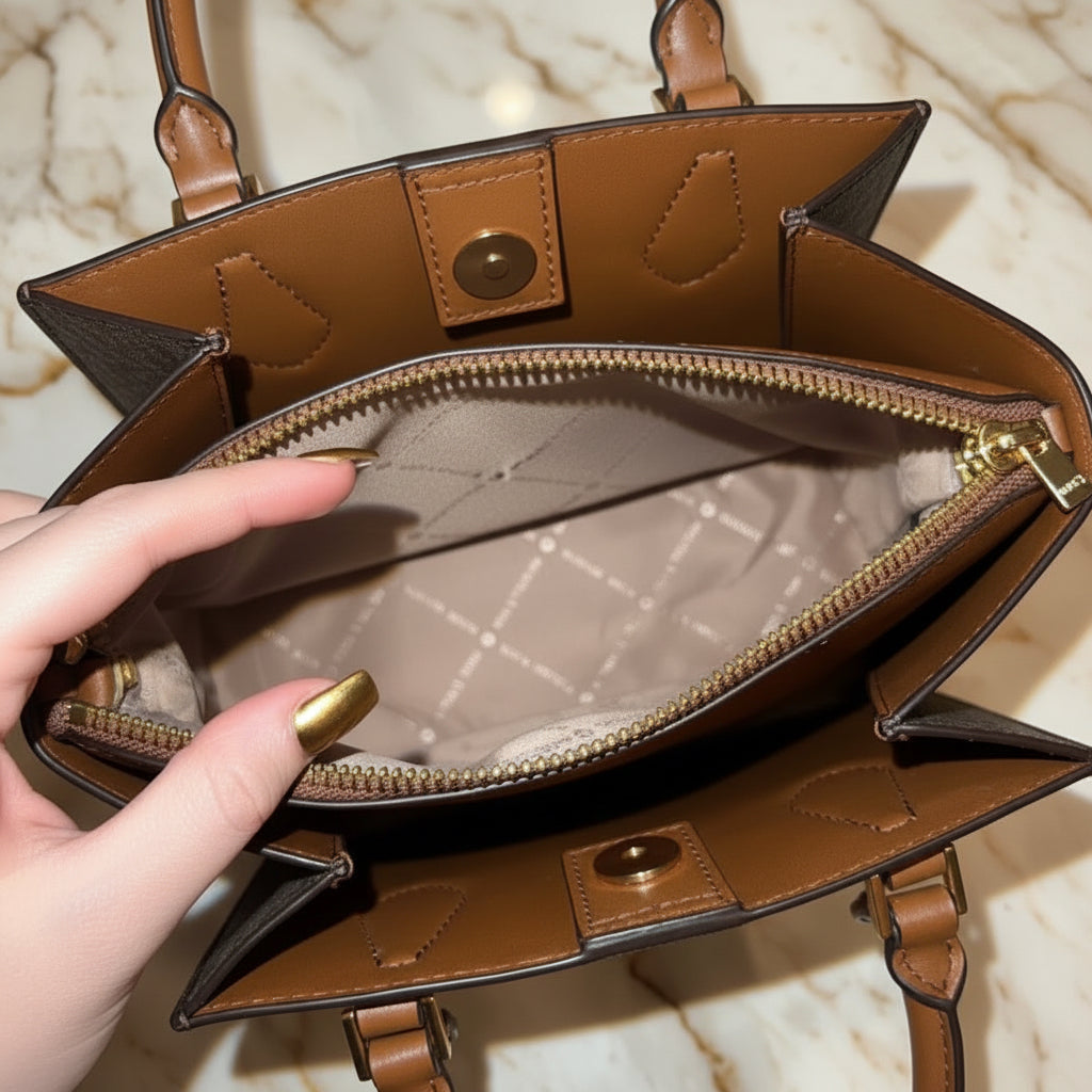 MICHAEL KORS SMALL DARIA 3 in 1 SATCHEL -  BROWN ACORN