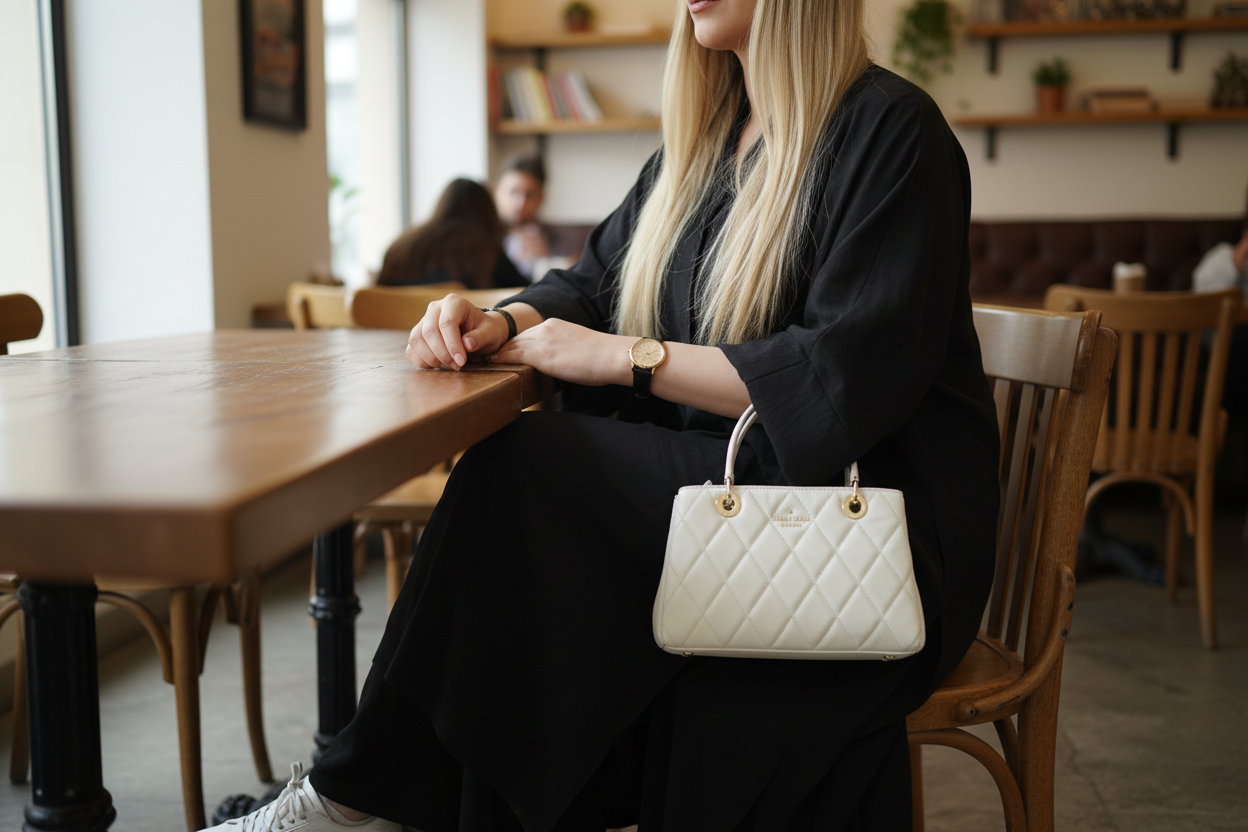 حقيبة كيت سبيد كاري المبطنة الصغيرة - بيضاء