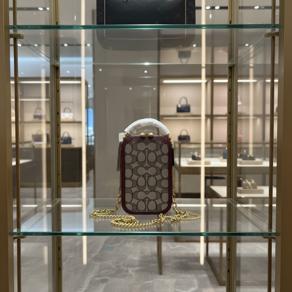 COACH ALIE PHONE CROSSBODY BAG IN SIGNATURE JACQUARD - OAK MAPLE ( FR. BOUTIQUE STORE )
