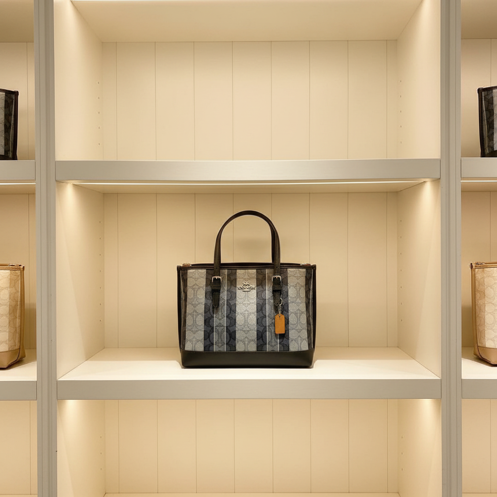 COACH MOLLIE TOTE 25 IN SIGNATURE JACQUARD WITH STRIPES - SILVER/MIDNIGHT MULTI