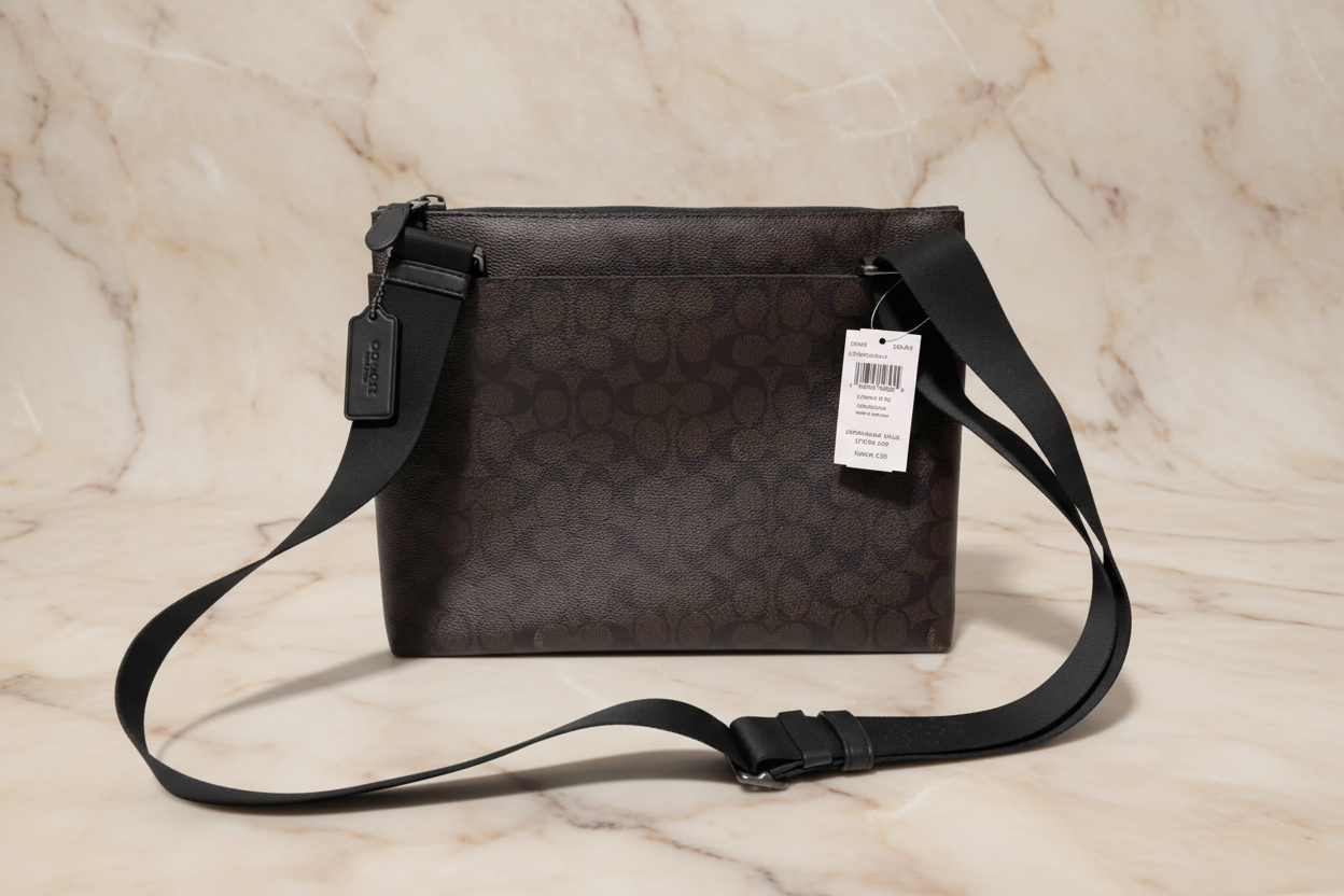 COACH CARRIER CROSSBODY BAG IN SIGNATURE CANVAS - MAHOGANY COLOR