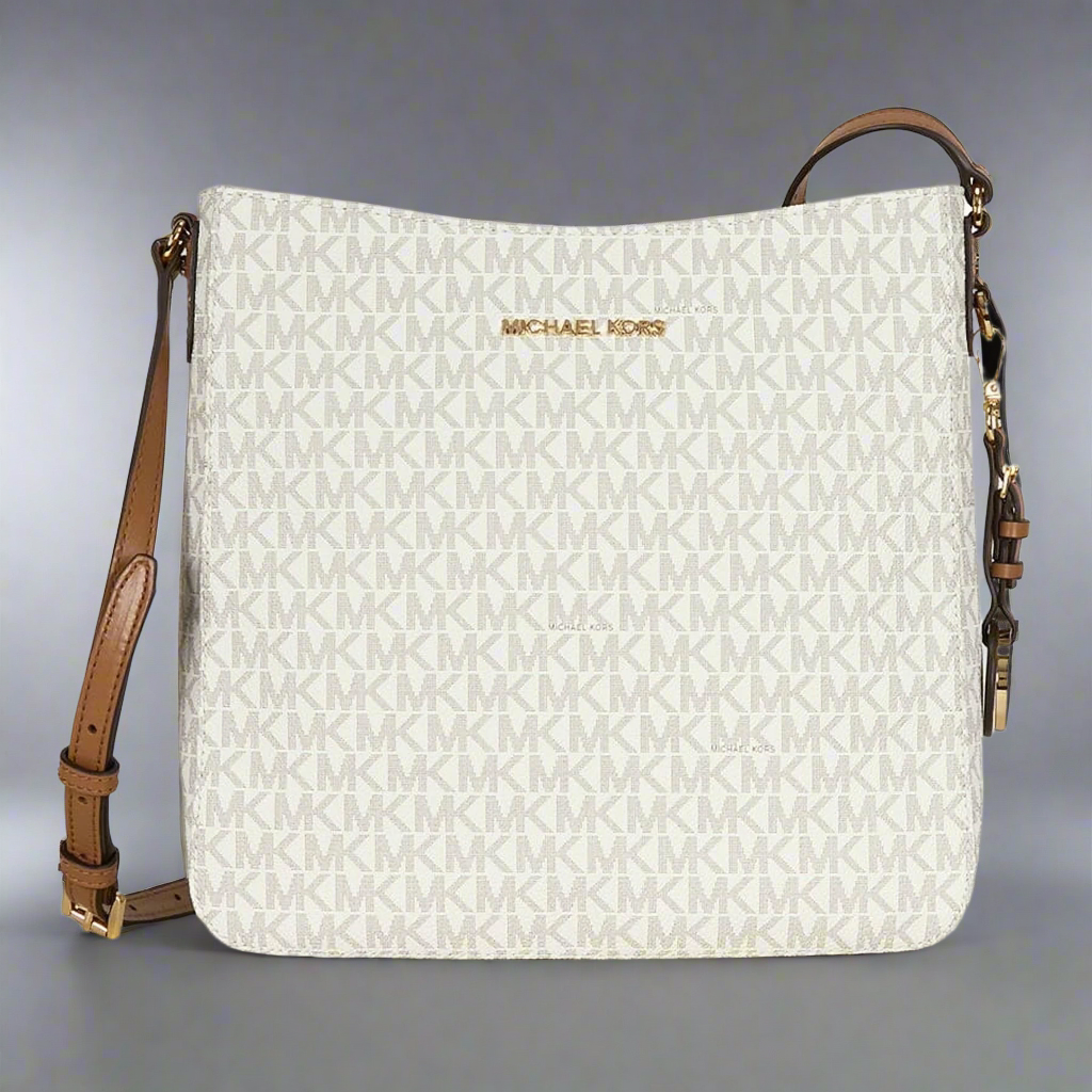 MICHAEL KORS JET SET TRAVEL LARGE MESSENGER LOGO VANILLA