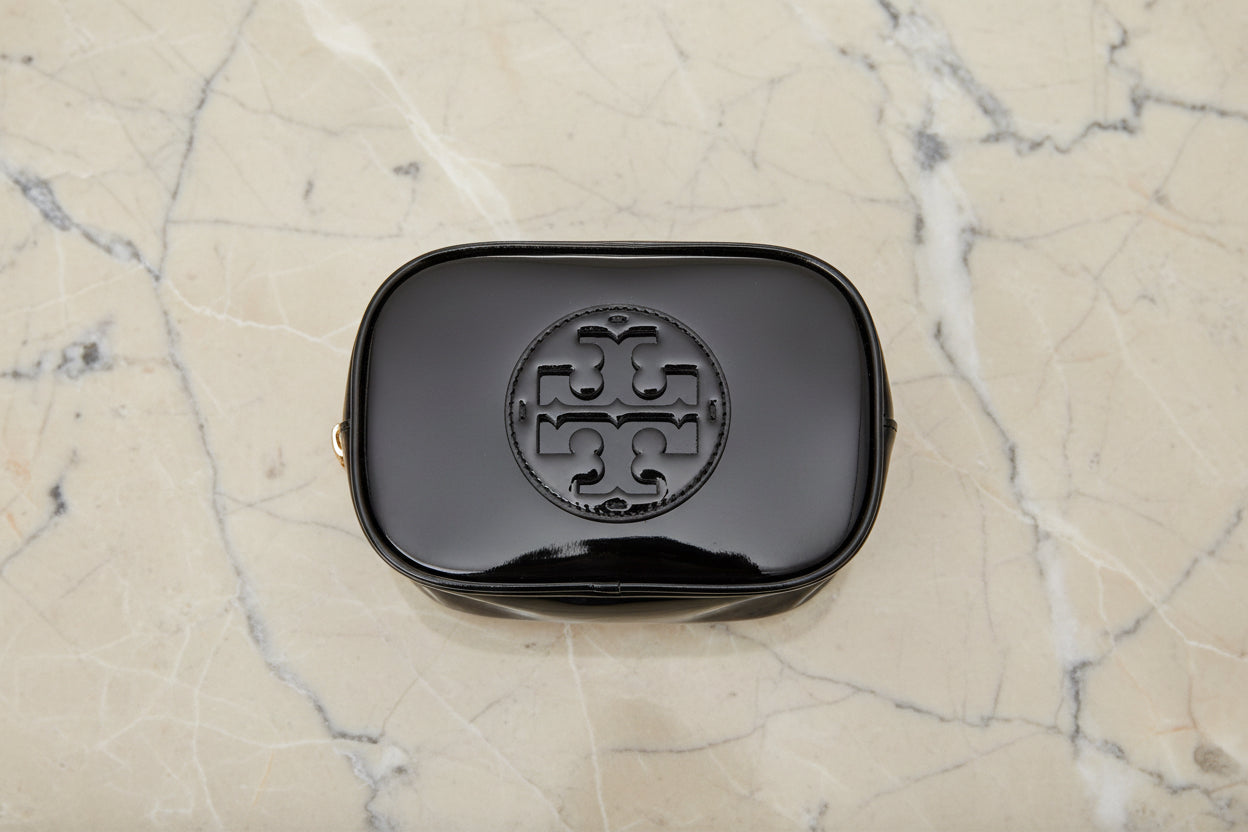 TORY BURCH SMALL ENAMEL COSMETIC POUCH